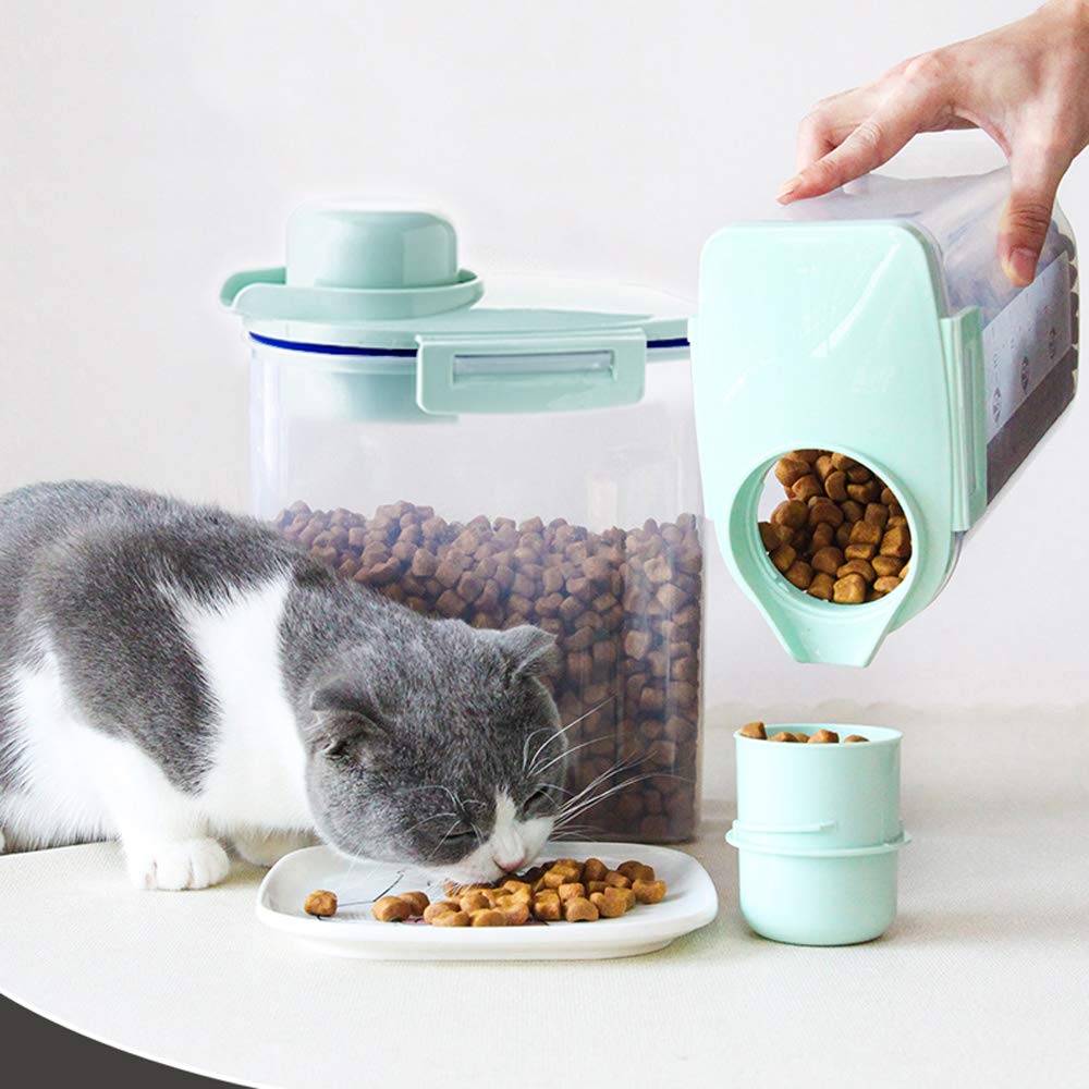 [Australia] - Ansee Pet Food Storage Container, Cereal Container with Airtight Design Pour Spout Measuring Swivel Cup, BPA-Free Dry Food Dispenser for Dogs Cats Birds Green 