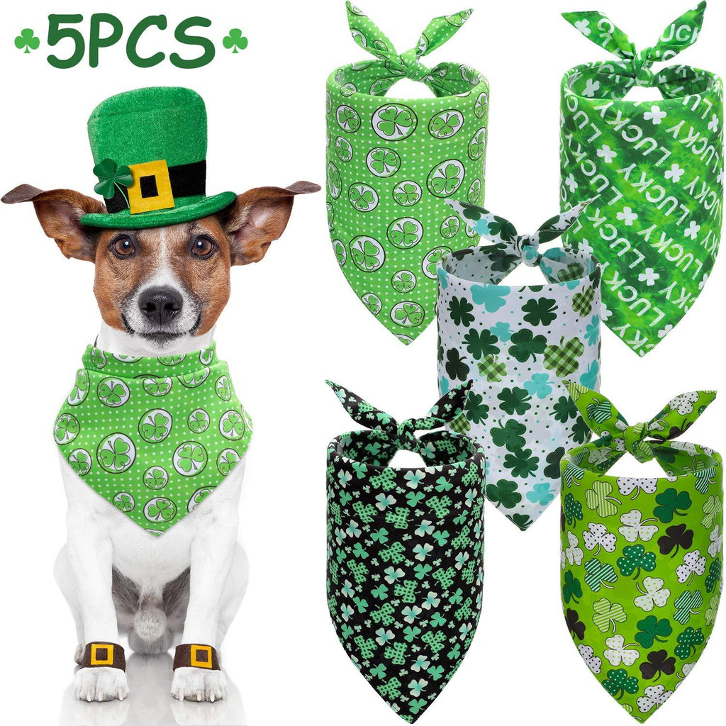 5 Pieces Dog Bandana St Patrick's Day Dog Scarf Cute Green Pet Bandanas Clover Dog Bandana for Small to Large Pet Dog Cat - PawsPlanet Australia