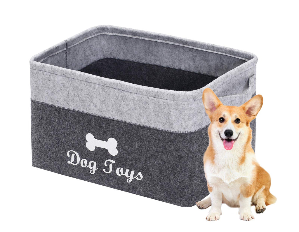 Geyecete Dog Toys Storage Bins - Pet Toy and Accessory Storage Bin, Organizer Storage Basket for Pet Toys, Blankets, Leashes and Food Dark Gray/light gray - PawsPlanet Australia