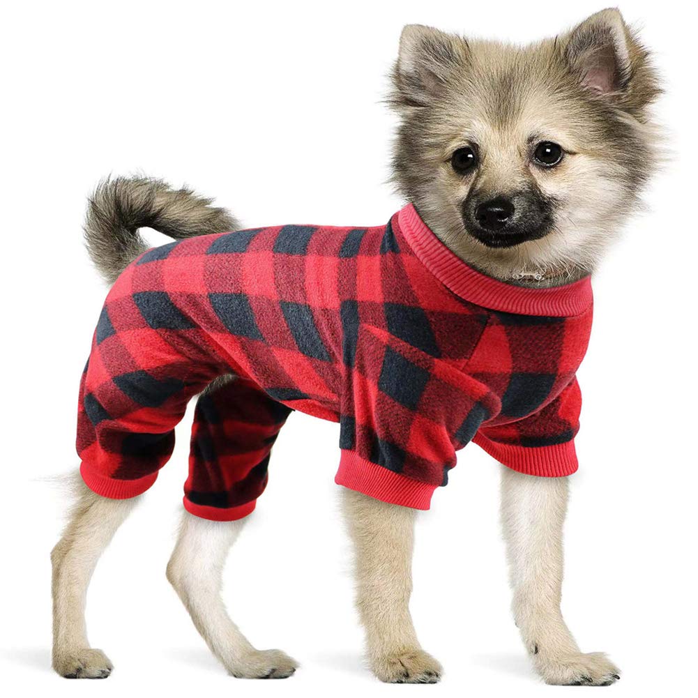 Mtliepte Red Plaid Dog Pajamas Soft Flannel Pjs for Dog Pet Clothes Warm and Cozy Medium - PawsPlanet Australia