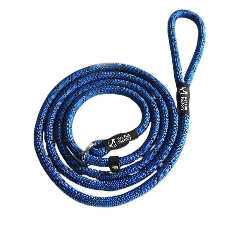 [Australia] - Pet Fun Factory Durable Dog Slip Rope Leash, Strong Rope Lead for Large Medium Dogs, No Pull Training Lead, Premium Reflective Mountain Climbing Rope, 6ft blue 