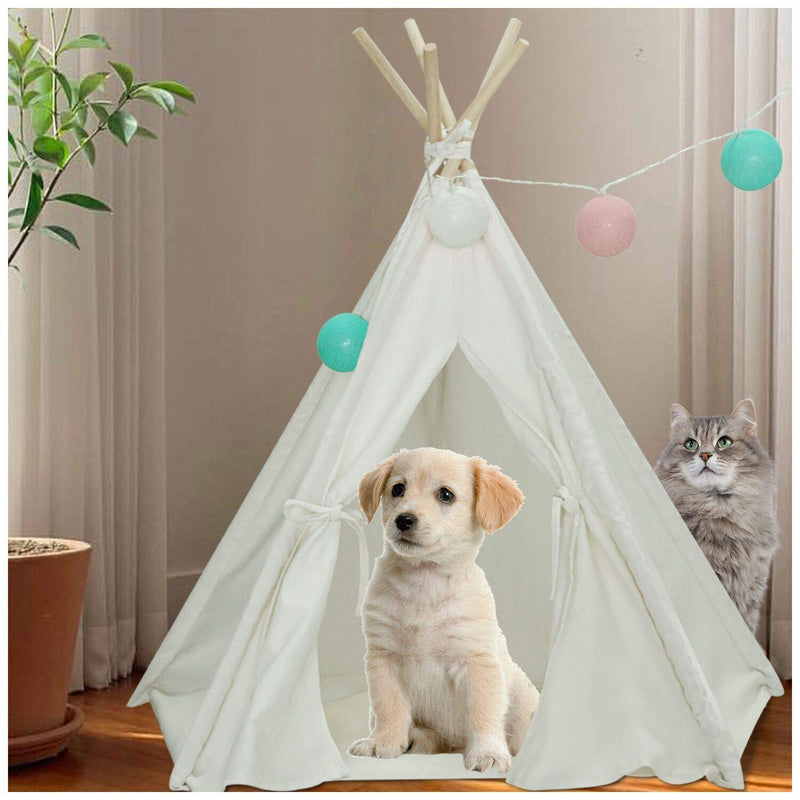 [Australia] - Dog Teepee Tent for Dogs & Cats Cute Pet Teepee with Mat, Portable Dog Tents 24inch Dog House Indoor Outdoor 