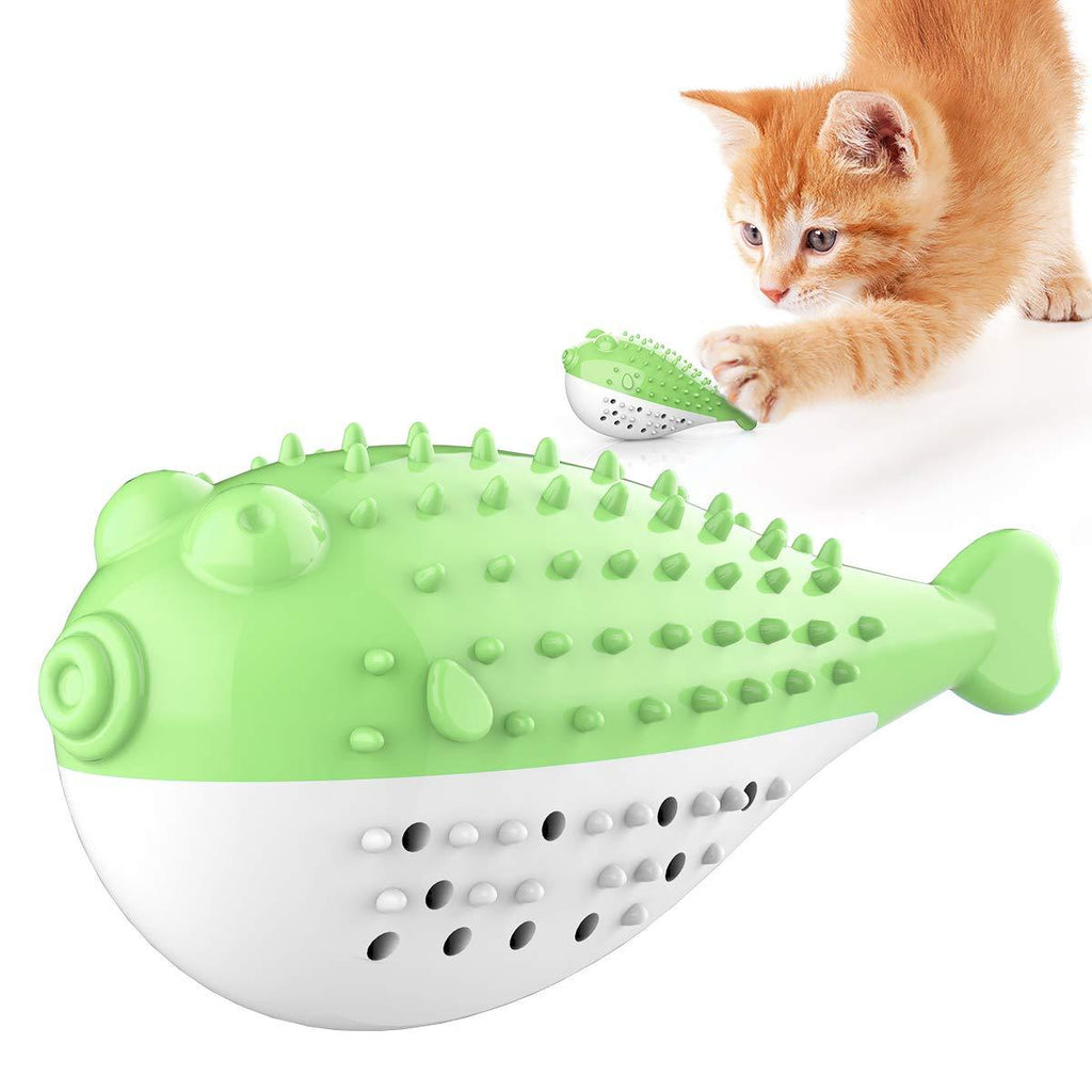 [Australia] - USWT Cat Toothbrush Chew Treat Toy for Kitten Teeth Cleaning Dental Care,Interactive Catnip Toys green 