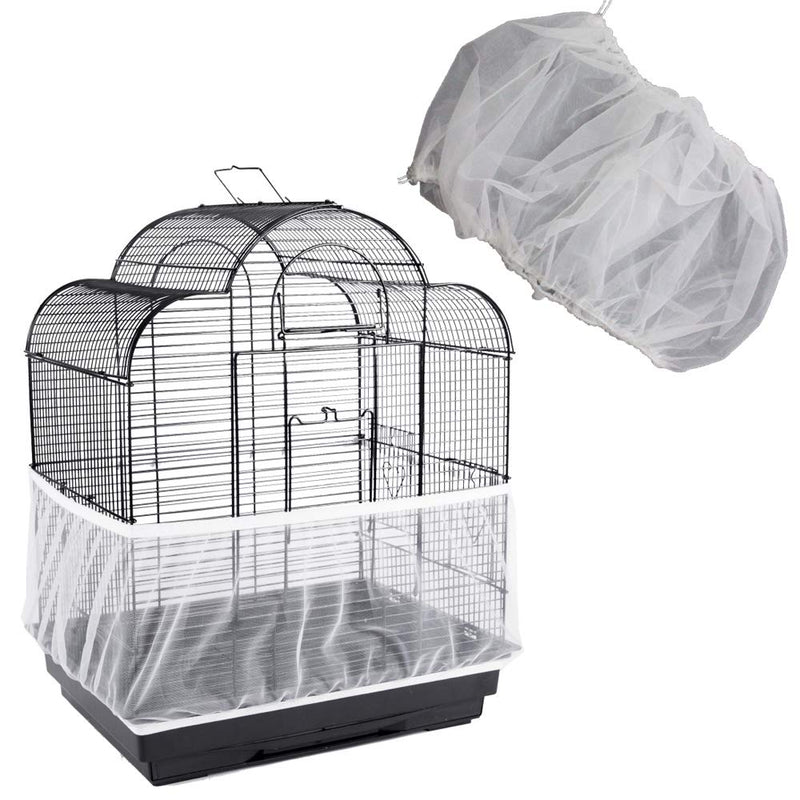 [Australia] - ZOCONE Bird Seed Guards & Catchers 100"×13" Stretchy Adjustable Drawstring Bird Cage Mesh Net Cover Cage Skirt 13"×100" White 