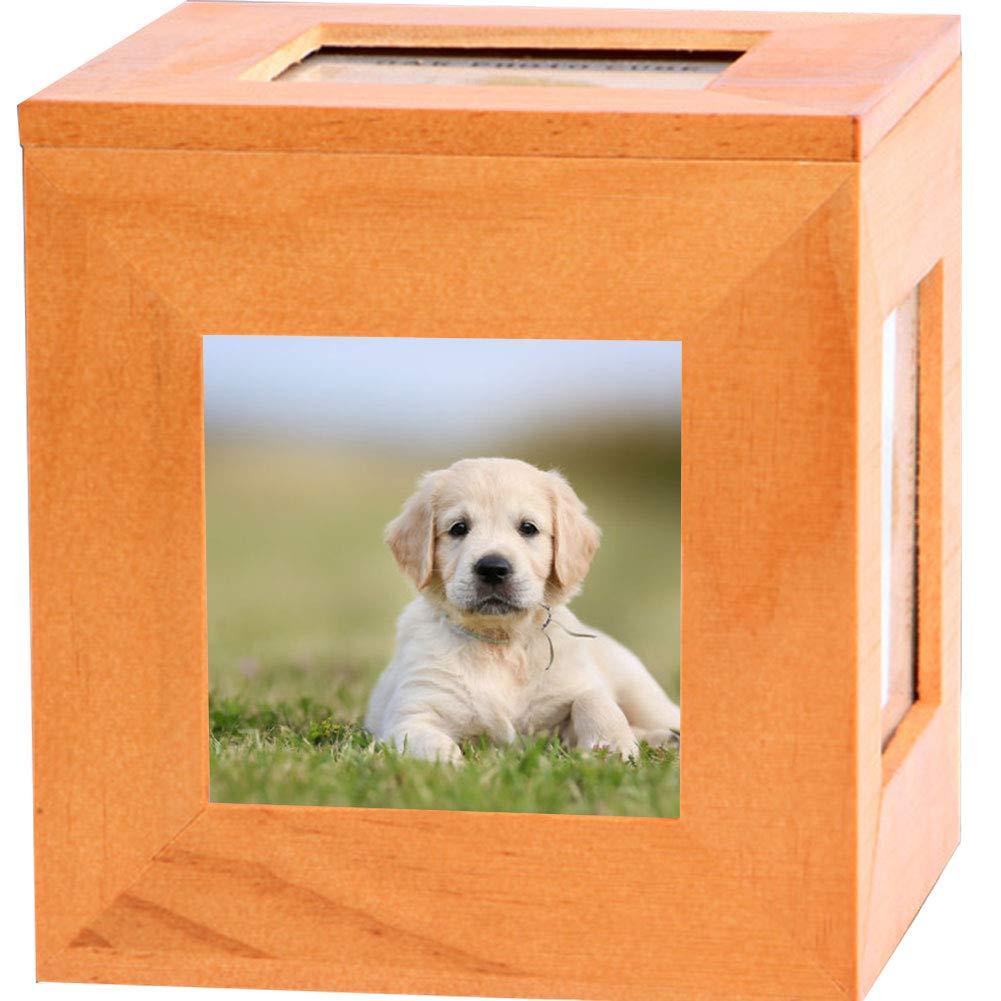 MOCOHANA Wooden Cremation Urns for Ashes Pet Memorial Keepsake Urns Photo Cube for 4 Pictures Pet Cremation Urn Wood Keepsake Urns for Cat Dogs Ashes 4.6 x 4.3 x 4.3 inches - PawsPlanet Australia