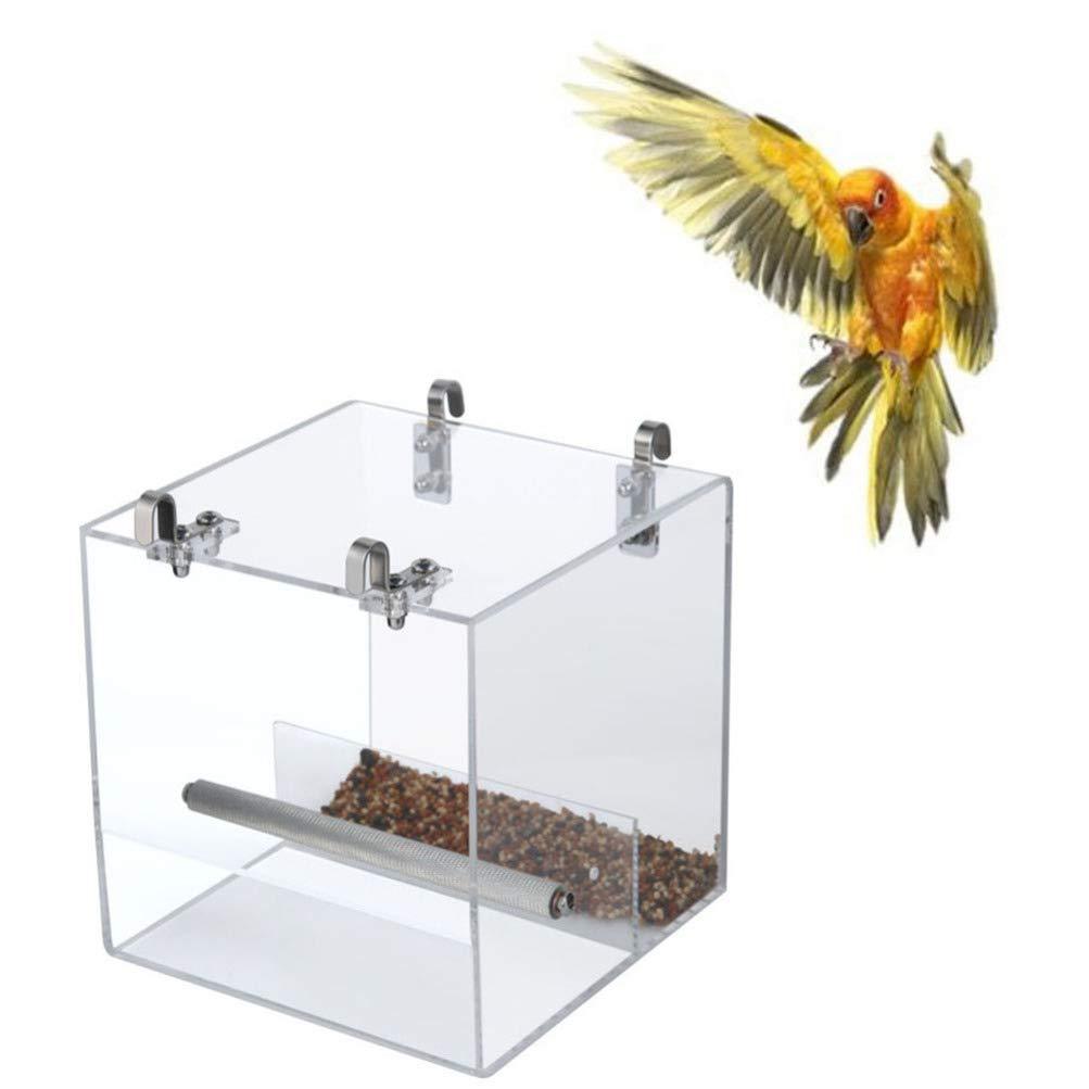 POPETPOP No Mess Bird Feeder for Cage with Hooks - Foraging Systems Seed Corral Pet Feeder Keeps Cage Cleaner for Parakeet Canary Cockatiel Finch Small - PawsPlanet Australia