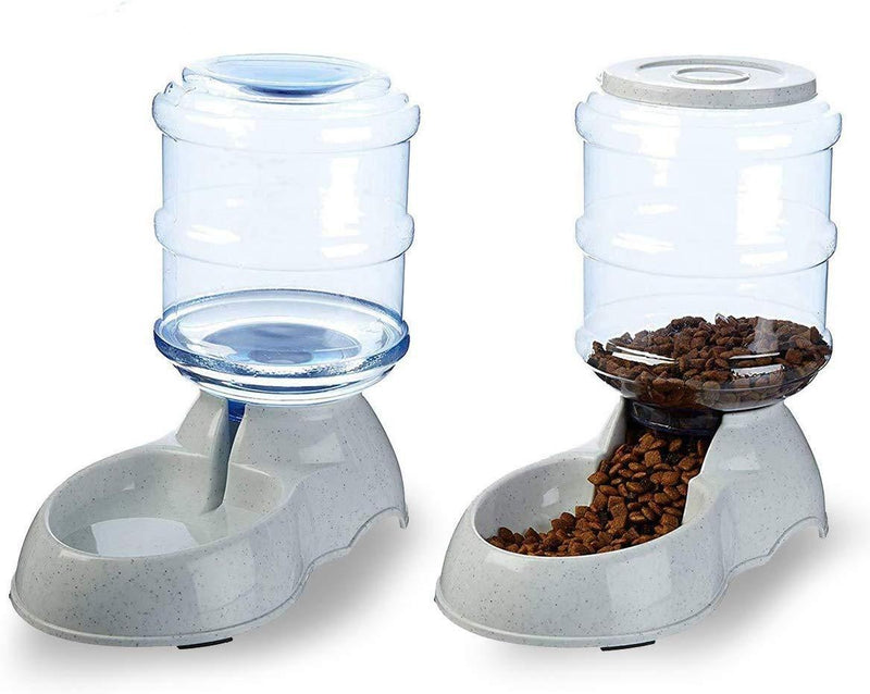 [Australia] - VaygWay Pet Feeder and Waterer – Self Dispensing Gravity Automatic Feeder - Food and Water Dispenser Set – Dog Cat Pet Food Bowl – 1 Gallon Feeder and 3.7 Waterer 