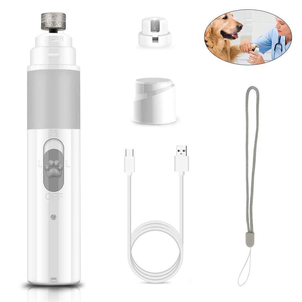 [Australia] - Intsun Professional Dog Nail Grinder, Electric Pet Nail Grinder Cat & Dog Nail Trimmer for Small, Medium and Large Claw Painless Care, Low Noise 2-Speed Control White 