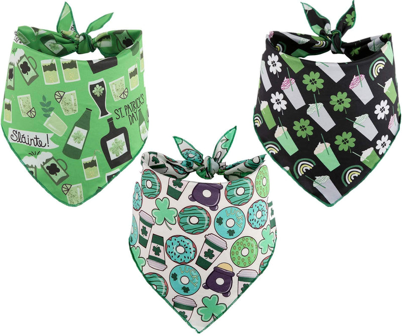 [Australia] - BoomBone St Patricks Day Dog Bandana 3 Pack - Triangle Bibs Pet Scarf for Small to Large Dogs and Cat L 