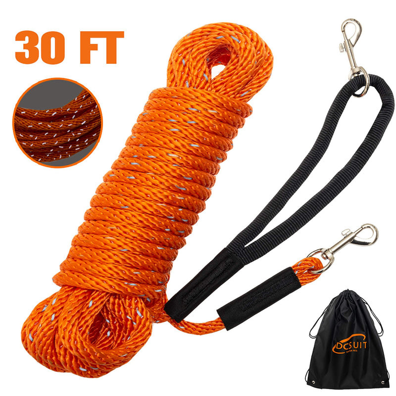 [Australia] - DCSUIT Dog Training Leash Lead Long Rope - 30 FT Reflective Nylon Durable Heavy Duty Dog Leashes - Extender Yard Leash Great for Walking/Playing Outdoor - Suit for Small/Medium/Large Dogs 