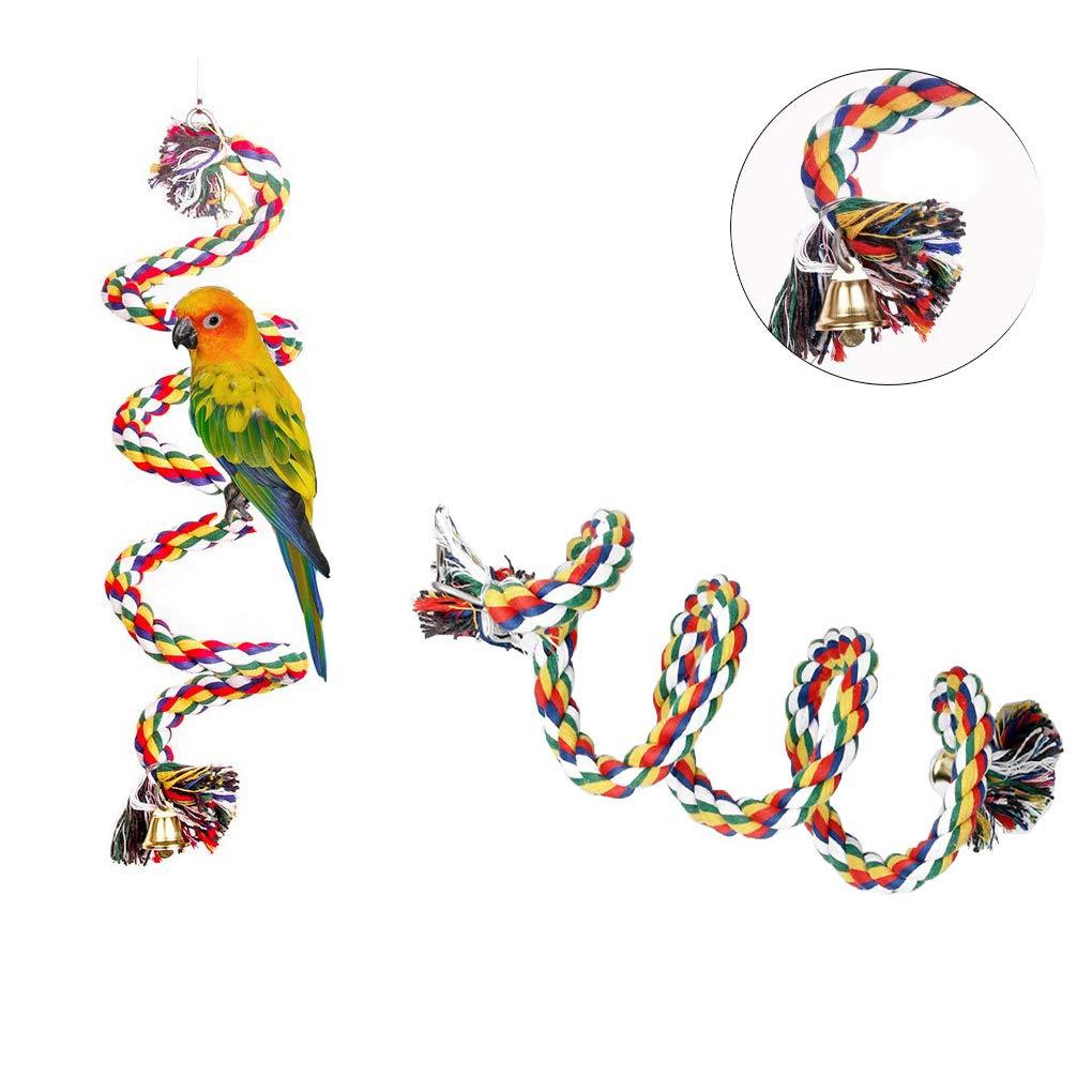 [Australia] - Yuecoofei Parrot Rope Perch Cotton Rope Bird Perch with Bell Climbing Stand Bar Bird Bungee Toy Parrot Chew Toys?Bird Perch, Rope Bungee Bird Toy 