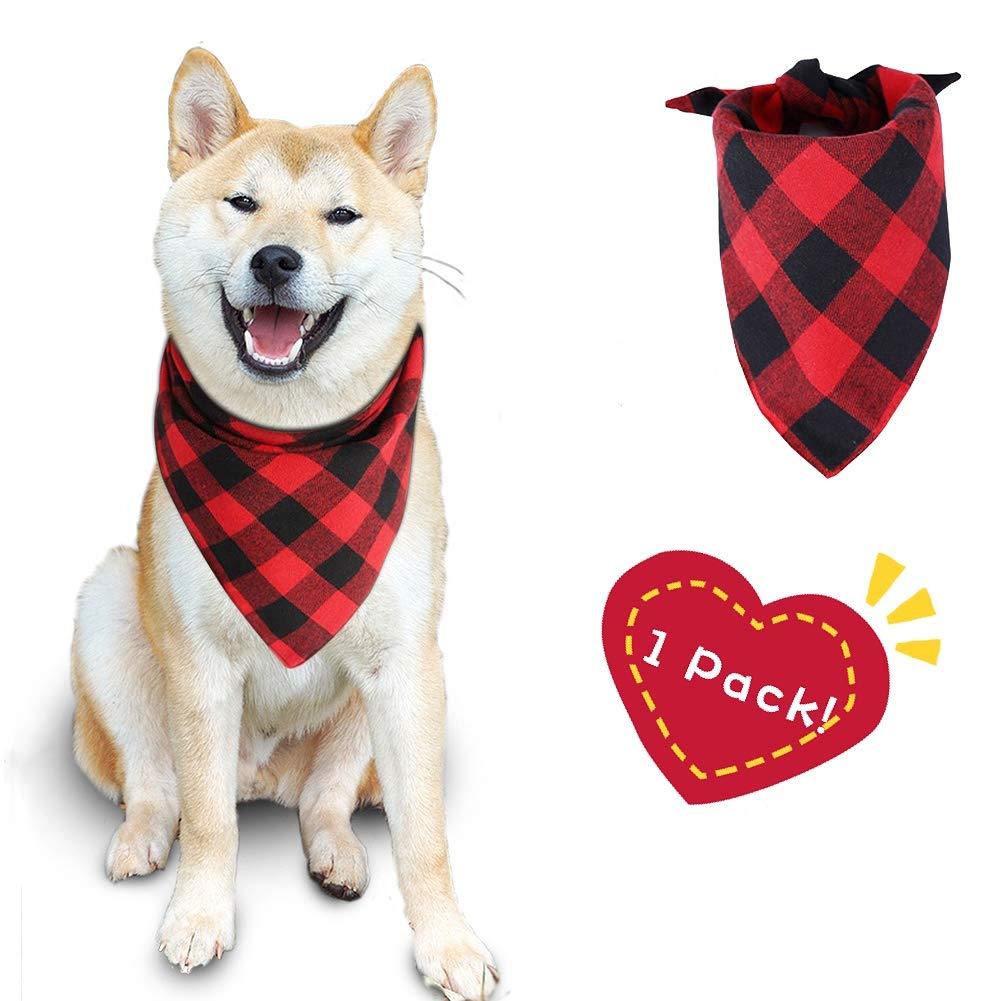 [Australia] - SCPET Plaid Dog Bandana 1 Pack Double Layer Thickening Cotton Bandanas Washable Handkerchiefs Scarfs Triangle Bibs Accessories for Small Medium Large Dogs Puppies Pets 