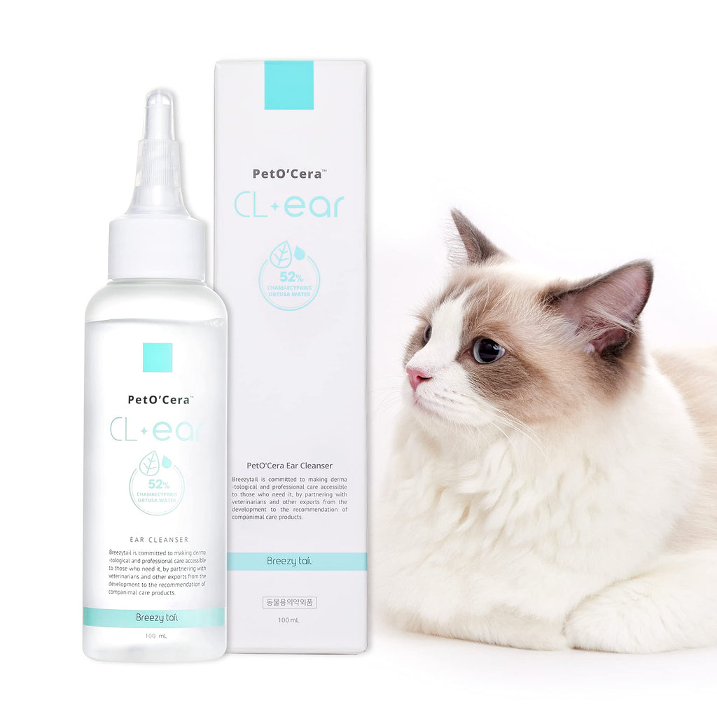 PetO'Cera Cl-Ear - Cat Ear Cleaner | Safe to use | Hypoallergenic Ear Cleaner | Cleans and Removes Odors | Reduce Itching | 3.39 oz - PawsPlanet Australia