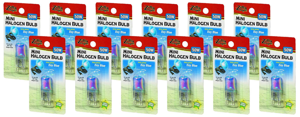 [Australia] - Zilla 12 Pack of Day Blue Mini Halogen Bulbs, 50 Watts, Efficient Reptile Heat and Lighting 
