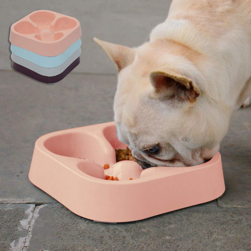 [Australia] - Hifrenchies Healthy Slow Feeding Dog Bowl for French Bulldog -Slow Feeder Dog Bowl Fun Feeder No Chocking Dog Cat Food Water Bowl with Four-Leaf Clover Pattern Pink 