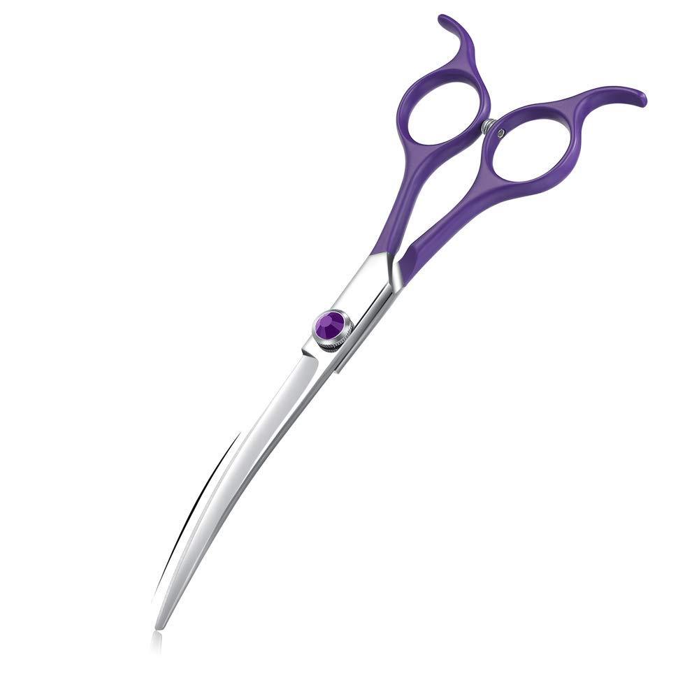 [Australia] - Moontay 6.5inch Curved Dogs Grooming Scissors Professional Dog Grooming Scissor for Dogs, Cats and Pets Scissors Curved Shears 440C Japanese Stainless Steel Blade Purple 