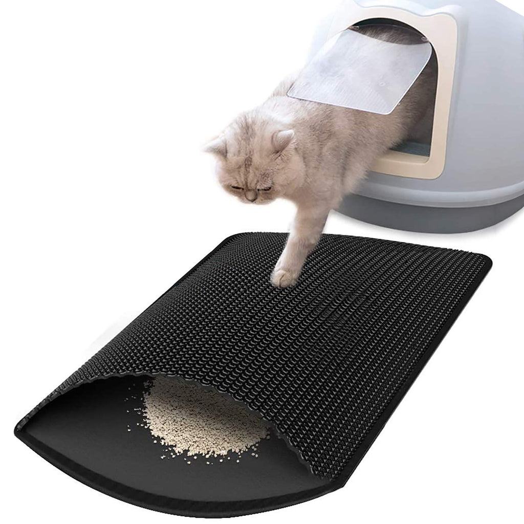 [Australia] - CLEEBOURG Cat Litter Mat, Kitty Litter Box Trapping Mat 30" X 24", Honeycomb Washable Design Urine Waterproof, Scatter Control Carpet with Handle 