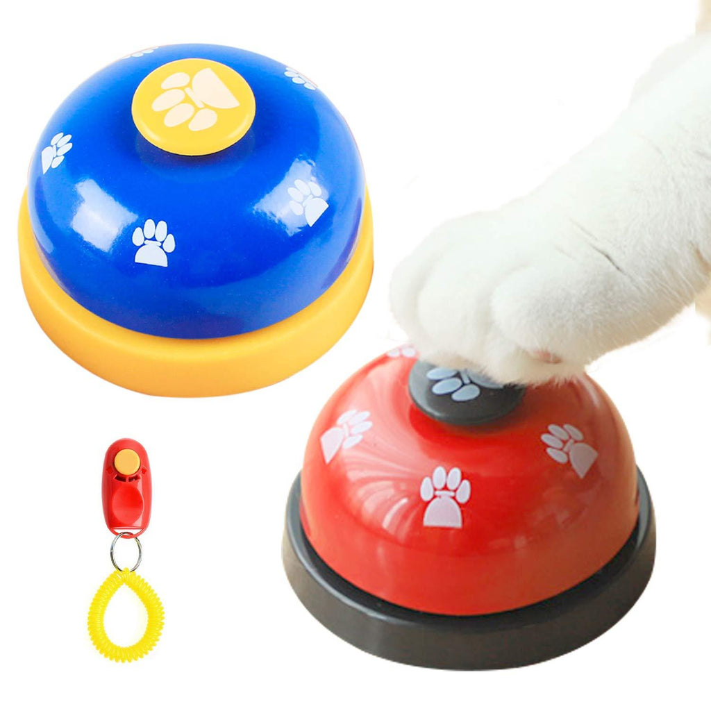 [Australia] - Lainrrew 2 Pcs Pet Training Bells, Metal Dog Potty Training Bells Door Bells with Non Slip Rubber Pad Bonus 1 Pcs Dog Training Clicker 