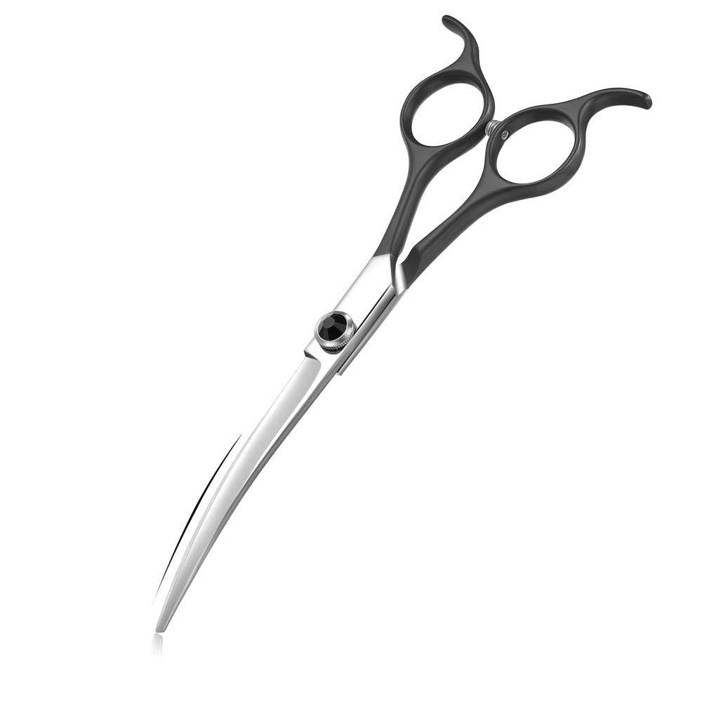 Moontay 6.5inch Curved Dogs Grooming Scissors Professional Dog Grooming Scissor for Dogs, Cats and Pets Scissors Curved Shears 440C Japanese Stainless Steel Blade (Black) Black - PawsPlanet Australia