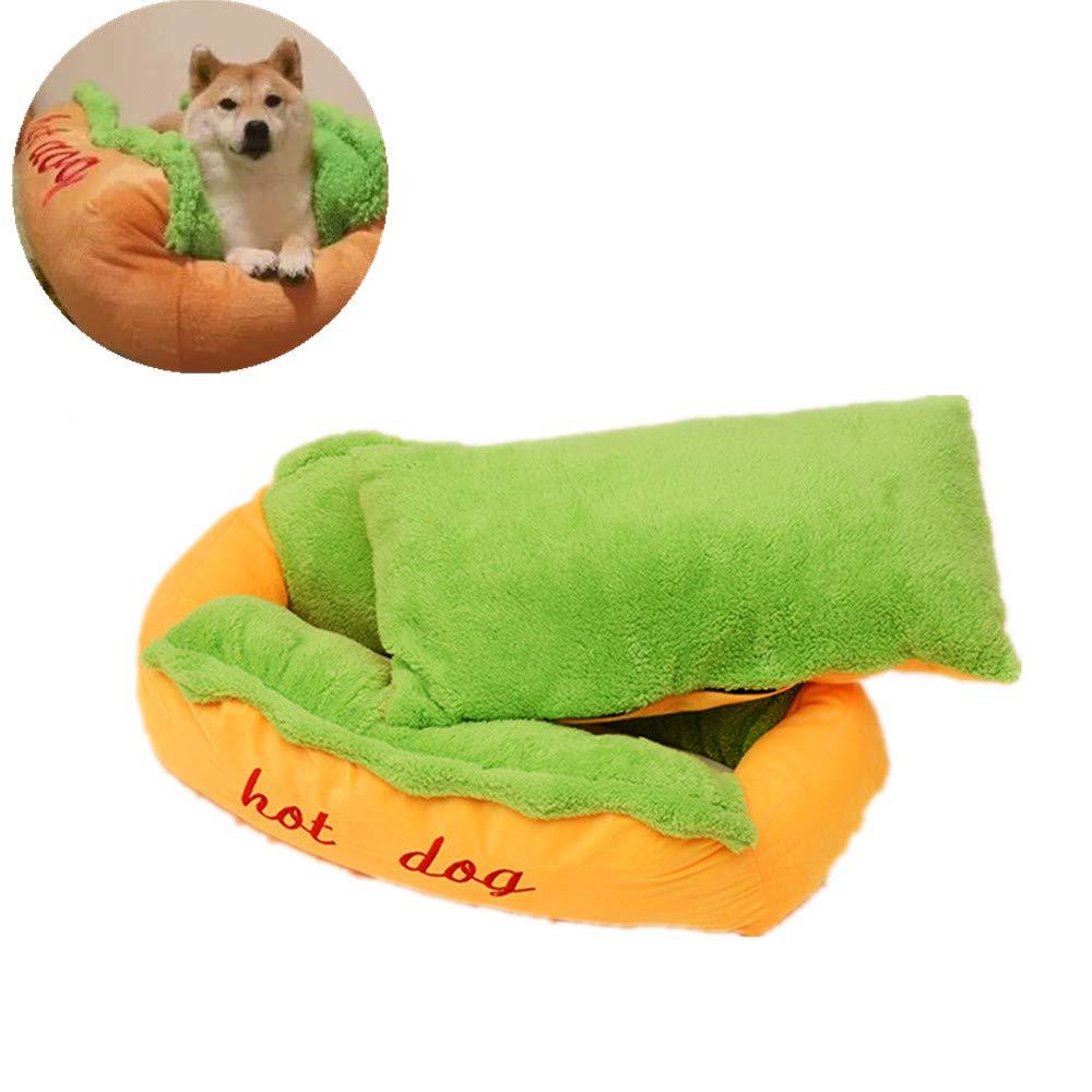 [Australia] - Aqueous Dog Bed Cat Bed Cat Cushion Hot Dog Design Removable and Washable Dog Sofa Dog Mat for Puppy Kitten Sleeping Sofa… Green 