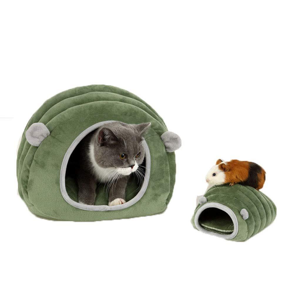 [Australia] - Delifur Warm Small Animals Bed Dutch Pig Hamster Chinchilla Habitat Mini House Green Caterpillar Nest for Small Cats Dogs XS 