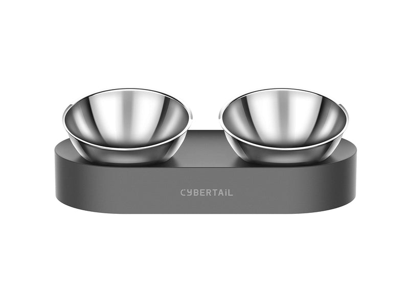PETKIT CYBERTAIL Elevated Dog Cat Stainless Steel Bowls, 15° Tilted Raised Cat Food and Water Bowls, Stress Free Food Grade Material, Nonslip No Spill Pet Feeding Bowls - PawsPlanet Australia