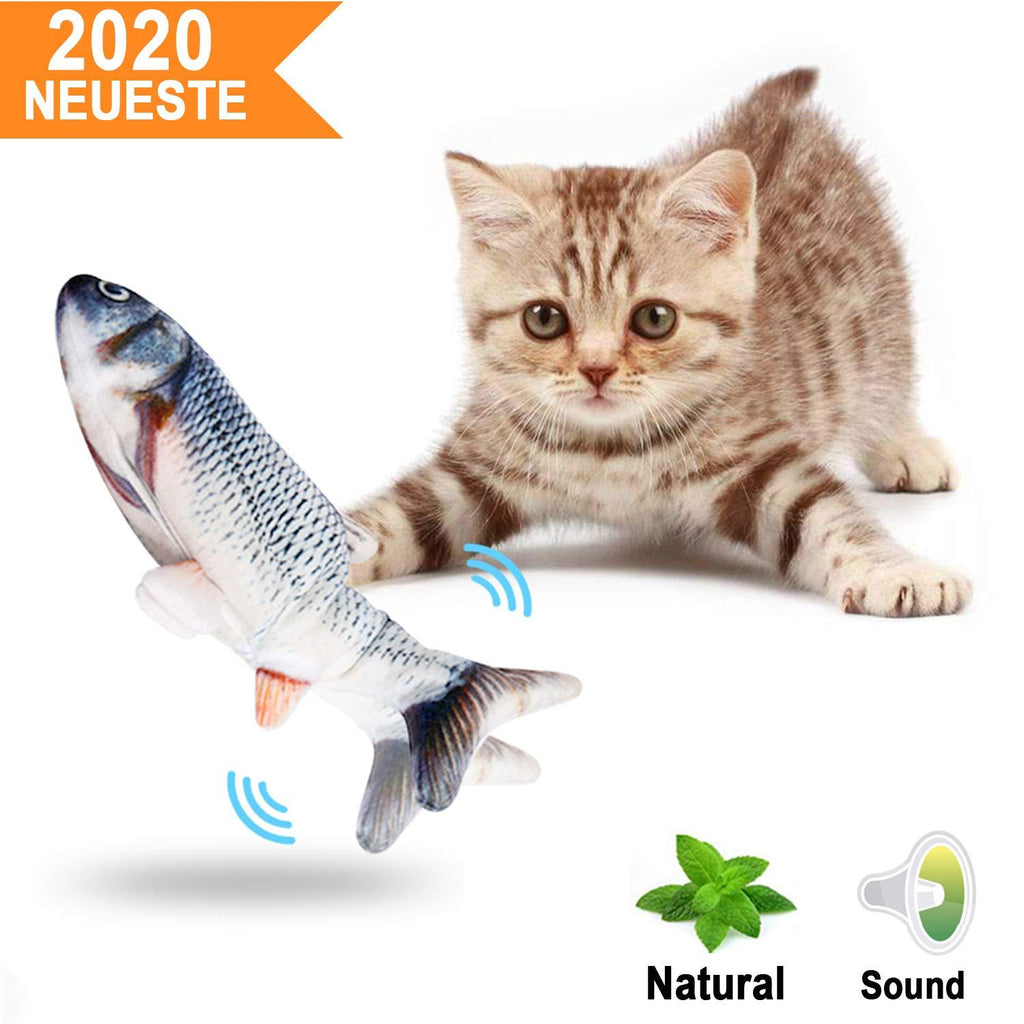 [Australia] - COLORCASA Realistic Plush Simulation Electric Doll Fish, Funny Interactive Pets Chew Bite Supplies for Cat/Kitty/Kitten Fish Flop Cat Toy Catnip Toys - Chewing and Kicking Black catfish 