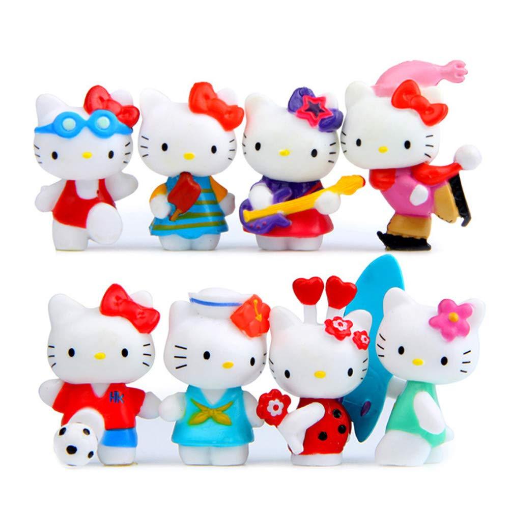 HYSTYLE 8 pcs Cute Animal Cat Characters Toys Kitty Figures Toy Set Mini Figure Collection Playset, Cake Topper, Plant, Automobile decoration - PawsPlanet Australia