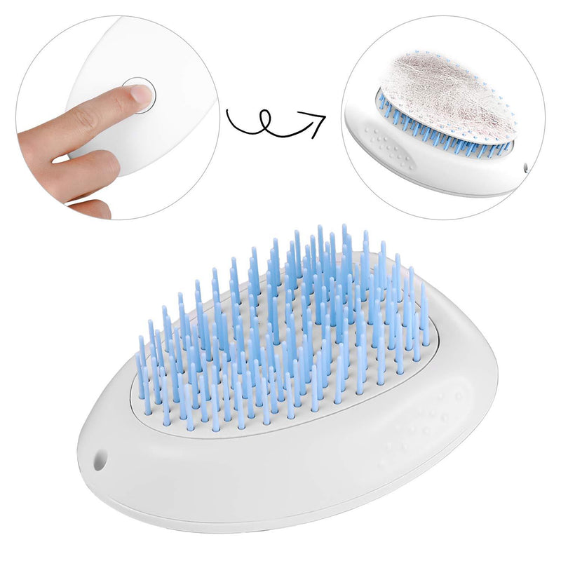 [Australia] - Dog Brush & Cat Brush with Hair Catching Screen, Self Cleaning Dog Slicker Brush for Shedding, Pet Grooming Comb with Long and Short Hair Dogs Blue 