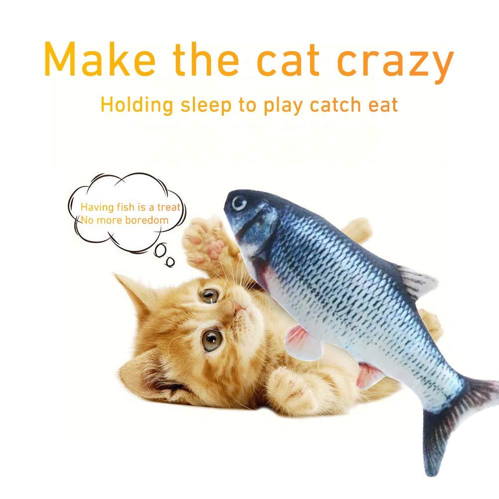 [Australia] - yingyi Cat Funny Kick Fish Interactive Toy,Electric Sensor Cat Wagging Fish Toy,Electric Doll Fish,Realistic Plush Flopping Fish Cat Toy,Cat/Kitty/Kitten Fish Flop Catnip Toys for Biting & Kicking A 