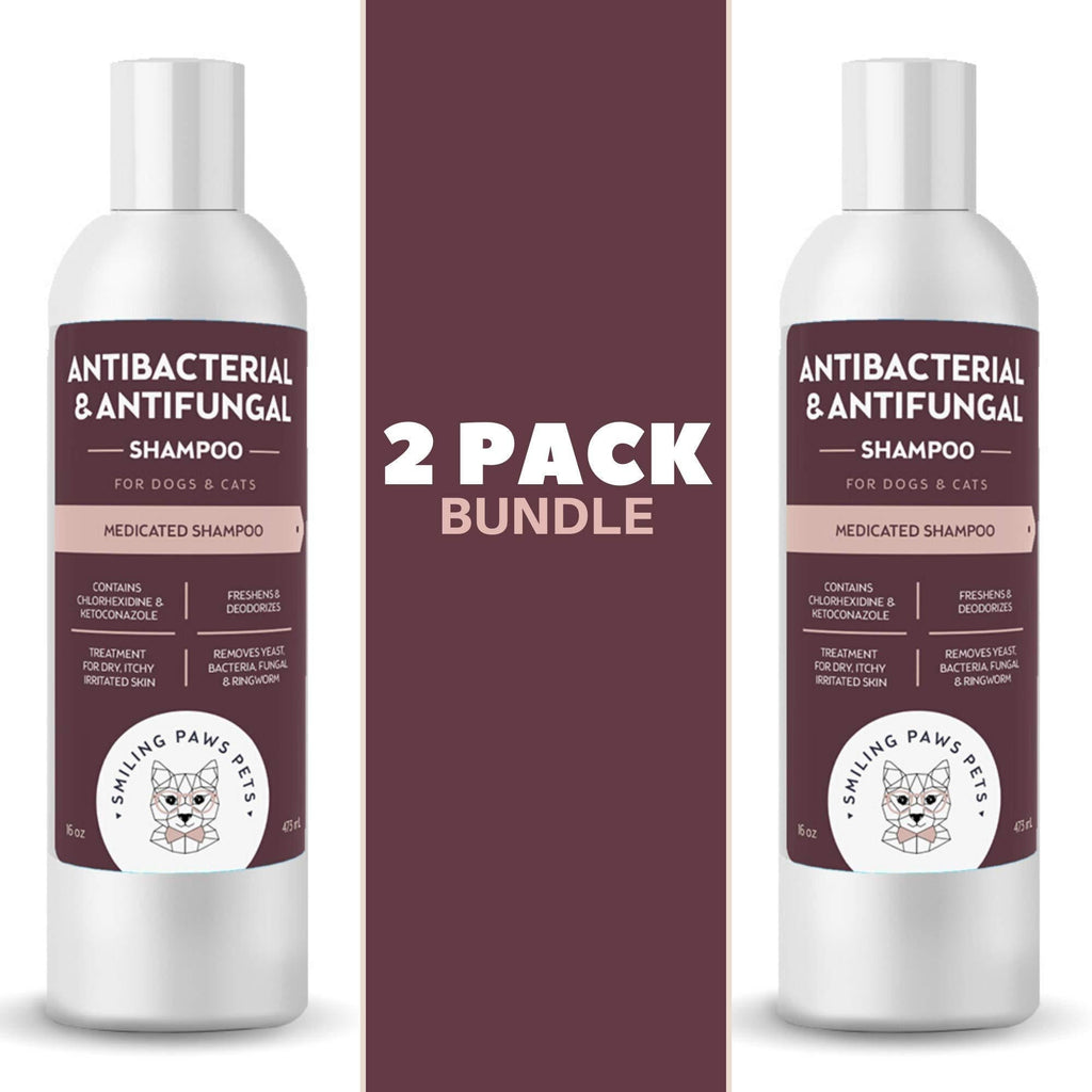 Antibacterial & Antifungal Shampoo For Dogs & Cats – Contains Ketoconazole & Chlorhexidine - Dog Skin Yeast Infection Treatment - Effective Against Ringworm, Pyoderma, Bacteria & Fungus. 16oz, 2 Pack - PawsPlanet Australia