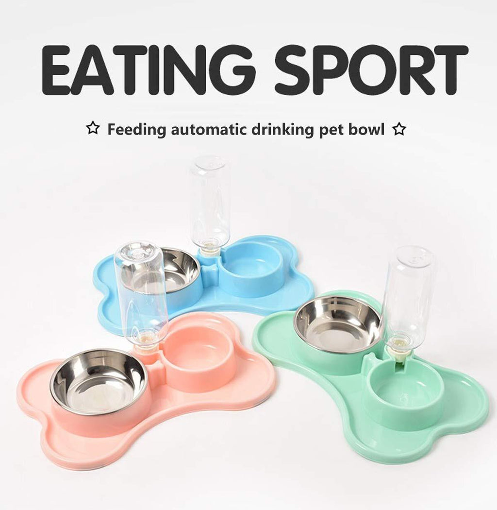 [Australia] - YISIJNET Pets Feeder Cats Dogs Food and Water Bowl Set Automatic Water Dispenser with Food Bowl M Blue-M 
