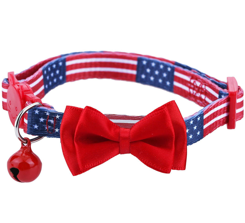 [Australia] - BoomBone American Flag Cat Collar Bowtie Breakaway with Bell 