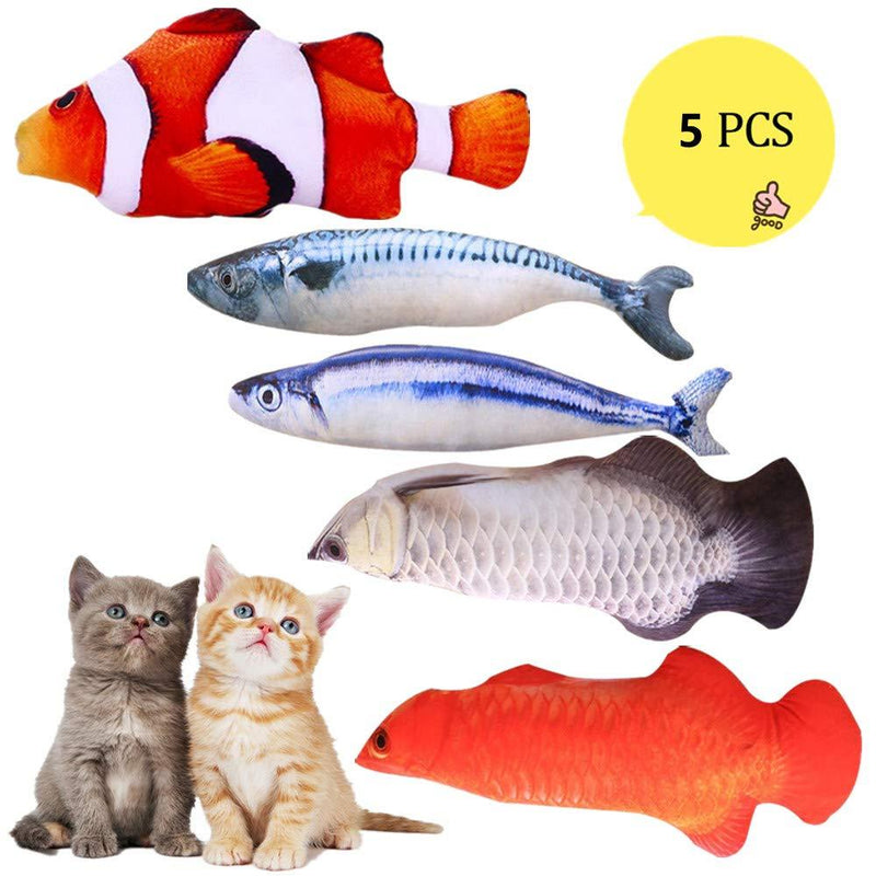 [Australia] - SAVING NOW Catnip Toy Cat Toy Cat Supplies Catnip Kicker Toys Interactive Toys 7.8in - 5 PCS (Mackerel,Saury,Clownfish,Silver Arowana, Red Arowana) 