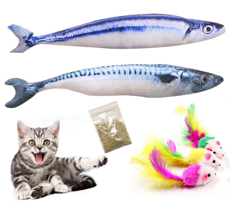 [Australia] - SAVING NOW Mackerel & Saury Refillable Catnip Toy Have Zipper Cat Fish Toy Cat Supplies Cat Pillow Catnip Kicker Toys 12in - 6 PCS (Mackerel,Saury,Catnip,Cat Toy Mice) 