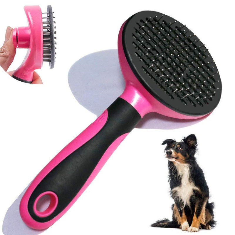 [Australia] - SDY IDUSE Dog Brush for Grooming, Pet Grooming Tool for Cat and Small Medium Dog, Self-Cleaning Pin Brush(Pink) 