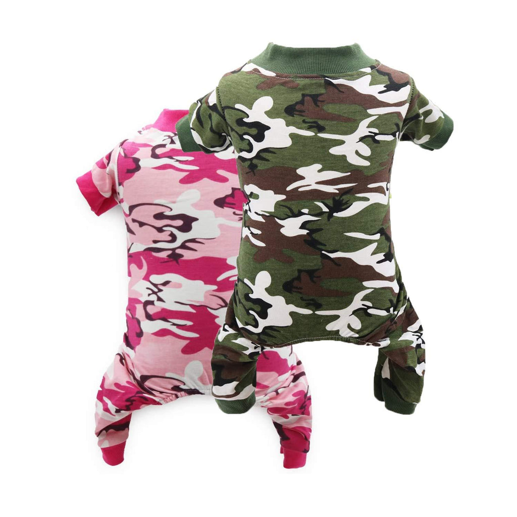 [Australia] - DroolingDog Pet Pajamas Dog Camo Jumpsuit for Small Dogs Camouflage (Pack of 2) Medium (Neck: 13'' Chest: 17.7'') 