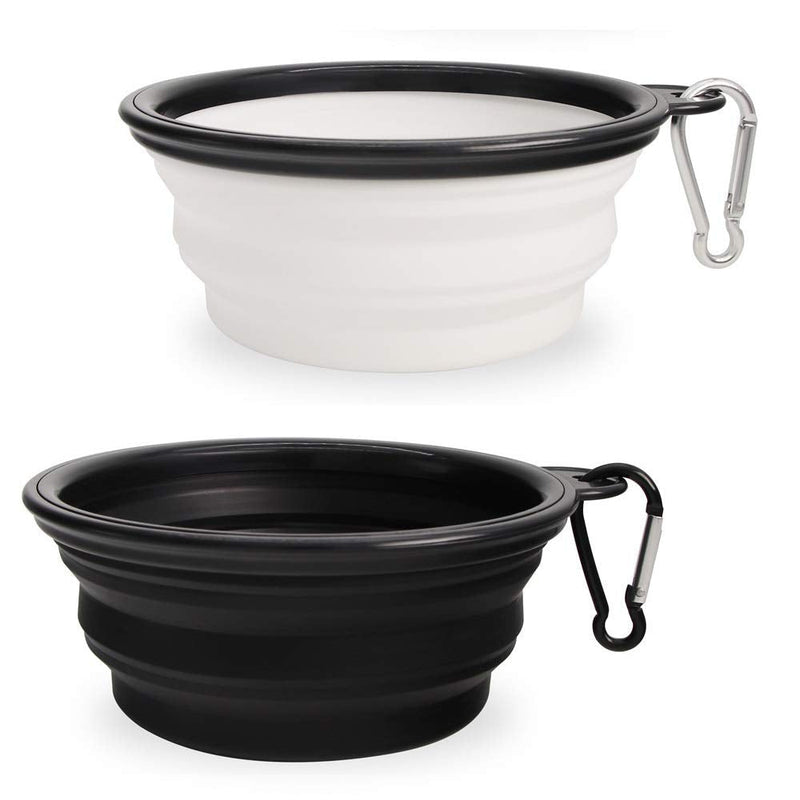 Collapsible Dog Bowl,2 Pack Portable and Foldable Pet Travel Bowls Collapsable Dog Water Feeding Bowls Dish for Dogs Cats and Small Animals, (Small, Black+White) - PawsPlanet Australia