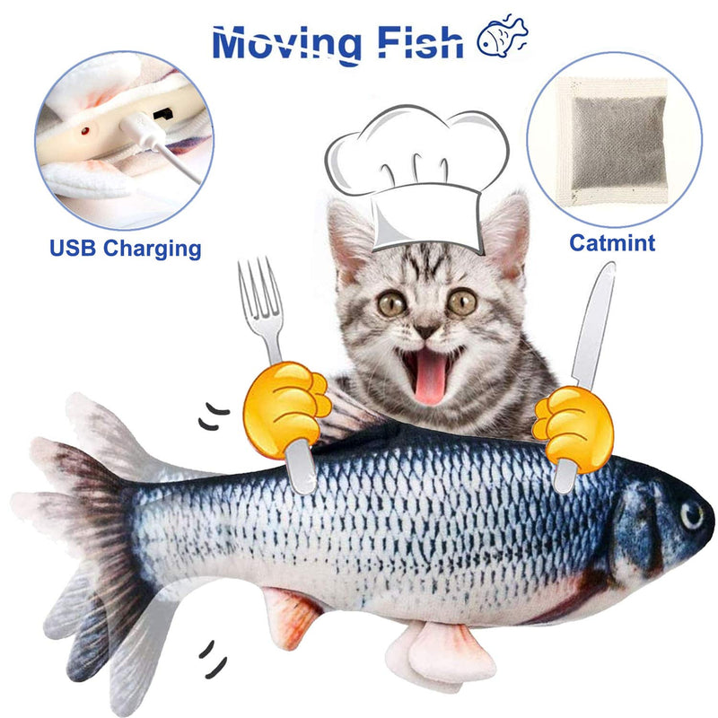 [Australia] - Realistic Moving Cat Kicker Fish Toy,Flopping Fish Cat Toy,Plush Interactive Cat Toys,Wiggle Fish Catnip Toys,Simulation Electric Doll Fish - Perfect for Cat Exercise Toys, Biting, Chewing and Kicking A 