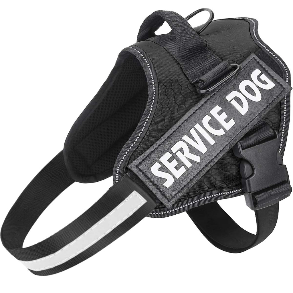 MUMUPET Service Dog Harness, No Pull Easy On and Off Pet Vest Harness, 3M Reflective Breathable & Easy Adjust Pet Halters with Nylon Handle - No More Tugging or Choking for Small Medium Large Dogs L: Chest 24-33" (61-84cm) Black - PawsPlanet Australia