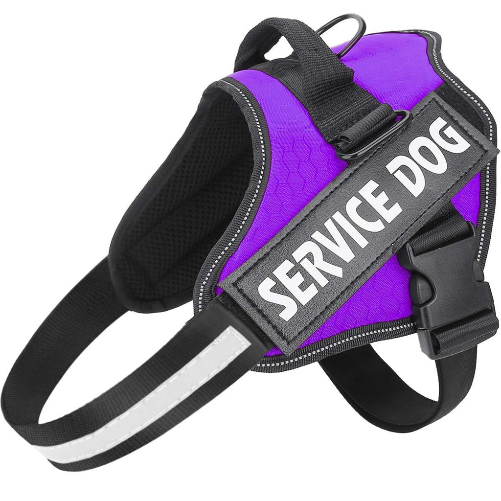 MUMUPET Service Dog Harness, No Pull Easy On and Off Pet Vest Harness, 3M Reflective Breathable & Easy Adjust Pet Halters with Nylon Handle - No More Tugging or Choking for Small Medium Large Dogs XS: Chest 13-18" (33-46cm) Purple - PawsPlanet Australia