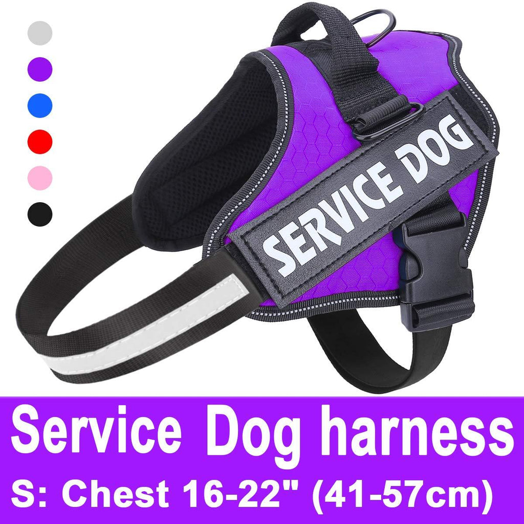 [Australia] - MUMUPET Service Dog Harness, No Pull Easy On and Off Pet Vest Harness, 3M Reflective Breathable & Easy Adjust Pet Halters with Nylon Handle - No More Tugging or Choking for Small Medium Large Dogs S: Chest 16-22" (41-57cm) Purple 