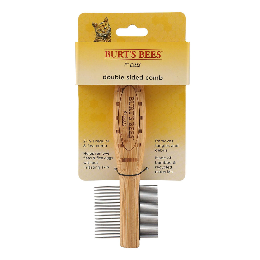 Burt's Bees for Pets 2-in-1 Double Sided Cat Comb | Flea Cat Comb Removes Fleas, Tangles and Matted Fur | Regular Cat Comb is Ideal for Matted Cat Hair (FF12799) - PawsPlanet Australia