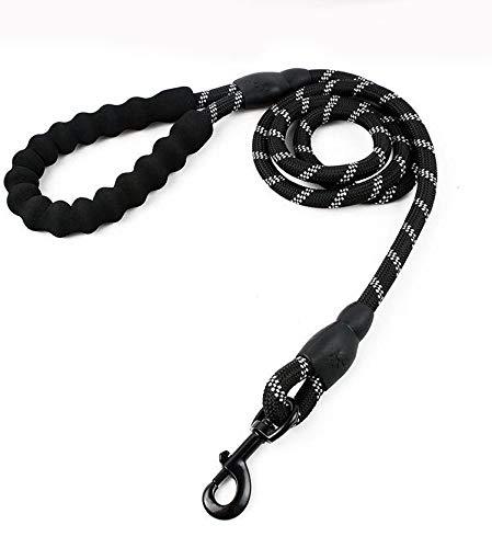 [Australia] - PETnSport 5 FT Heavy Duty Training Dog Leash w/Soft Padded Handle and Heavy Duty Clip - Highly Reflective Dog leashes for Medium/Large Dogs Heavy Duty 1/2" Black 