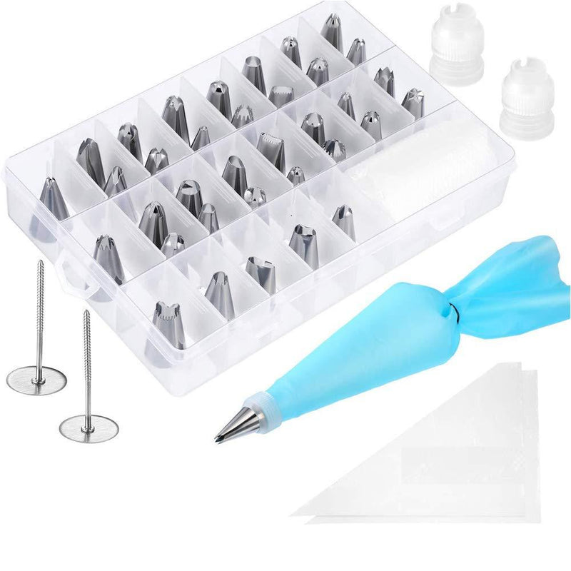 Cake Decorating Supplies Kit - 40 in 1 cake decorations,35Pcs Professional Stainless Steel DIY Icing Tips with 2 Reusable Coupler & Storage Case & 1 Sizes Silicone Cake Decorating Pastry Bags - PawsPlanet Australia