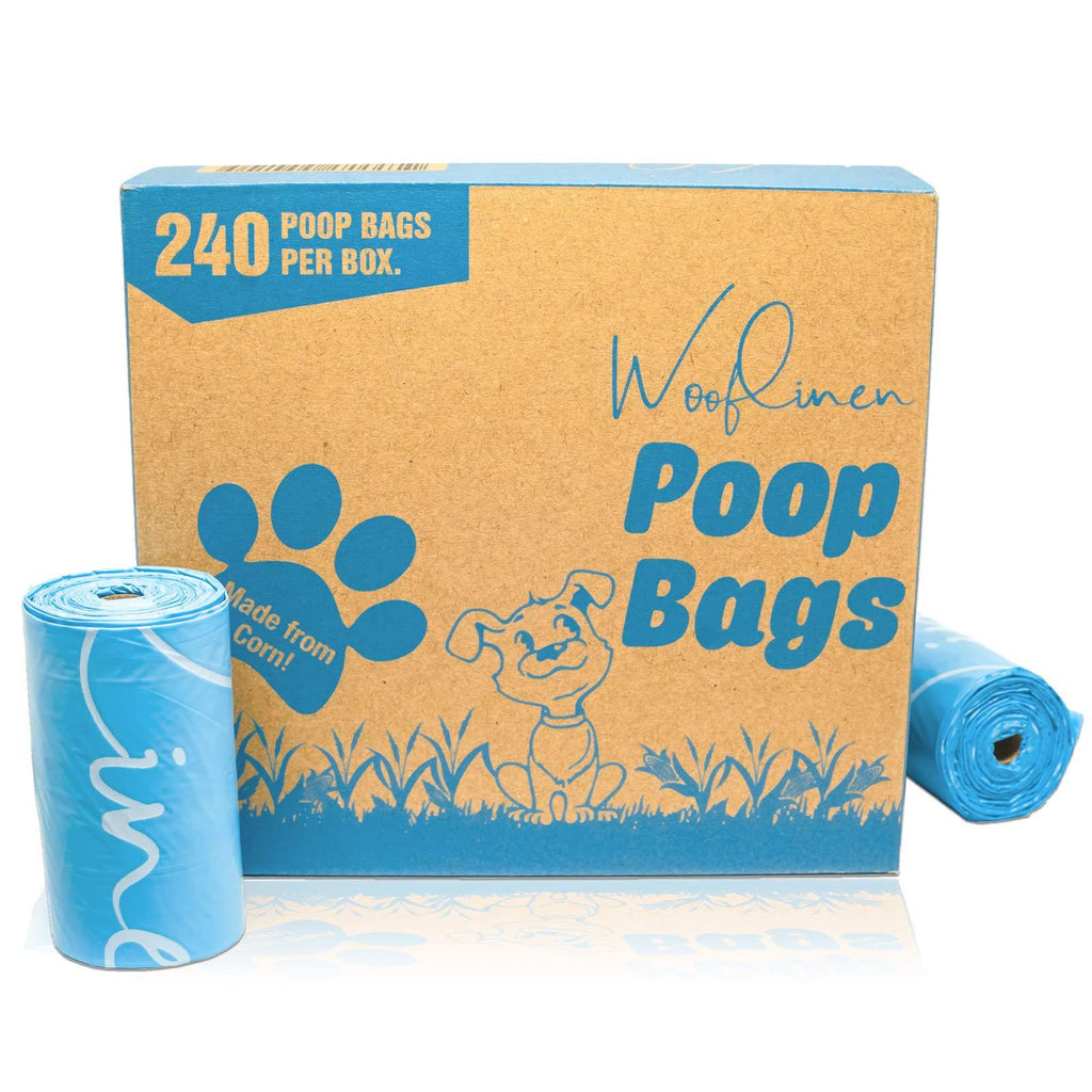 [Australia] - Wooflinen Eco-Friendly Poop Bags | Biodegradable Dog Waste Bags, Unscented, Made from Corn | Large and Thick Woof Blue 