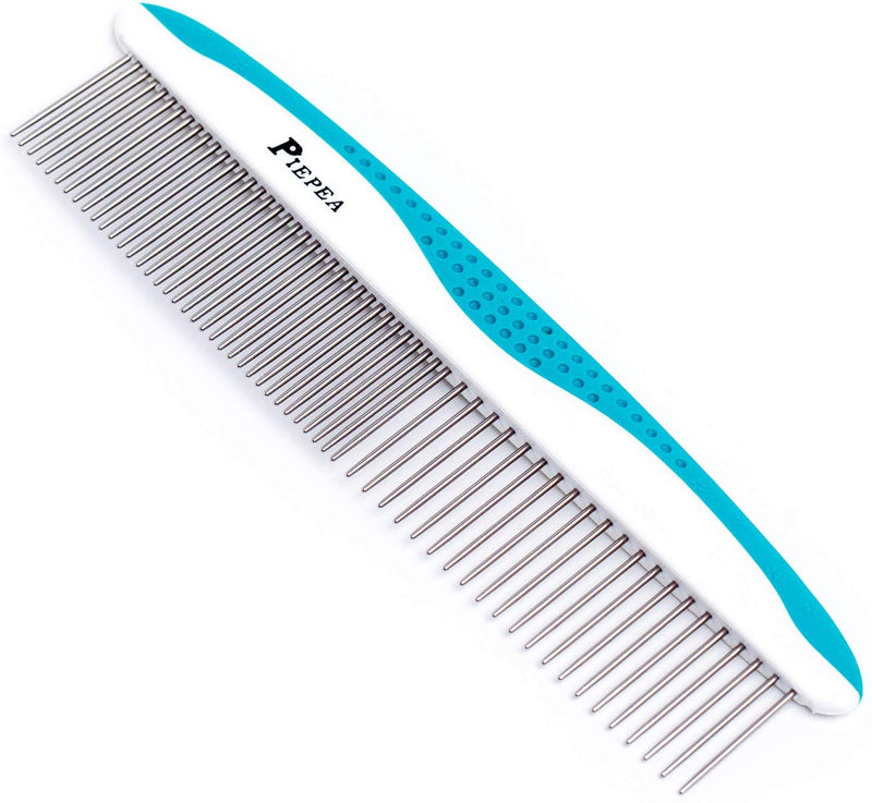 Piepea Pet Comb, Stainless Steel Teeth Comb for Dogs & Cats, Pet Hair Comb for Home Grooming Kit, Removes Knots, Mats and Tangles, 7 1/4" - PawsPlanet Australia