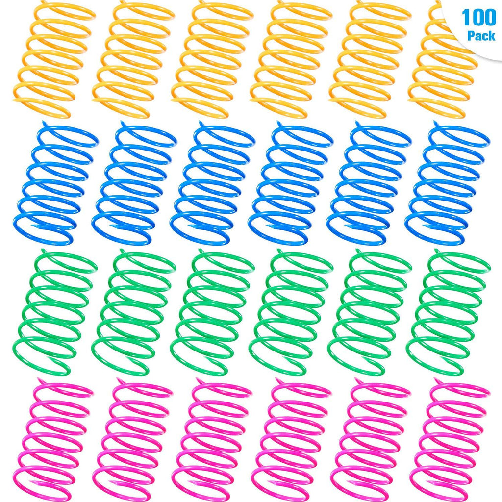 [Australia] - Gejoy 100 Pieces Cat Spring Toys Wide Colorful Springs Cat Toy BPA-Free Plastic Coil Spiral Springs Pet Interactive Toys for Cats Kittens Swatting, Biting, Hunting, and Active Play 