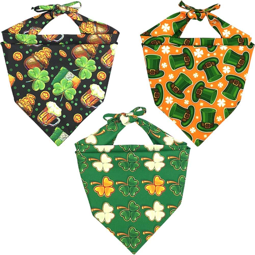 Lamphyface 3 Pack St. Patrick's Day Dog Bandana Triangle Bib Scarf Accessories Large - PawsPlanet Australia