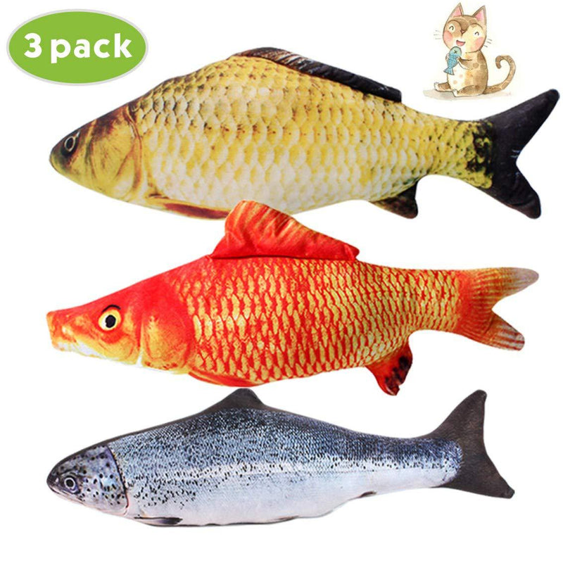 [Australia] - Idepet Interactive Cat Fish Toys Kitten Catnip Tothbrush Chew Treat Toy 100% Natural Rubber Bite Soft Cat Pillow Fish Mouse Resistance Lobster Shape Toys for Teeth Cleaning Dental Care 3PCS-Fish 